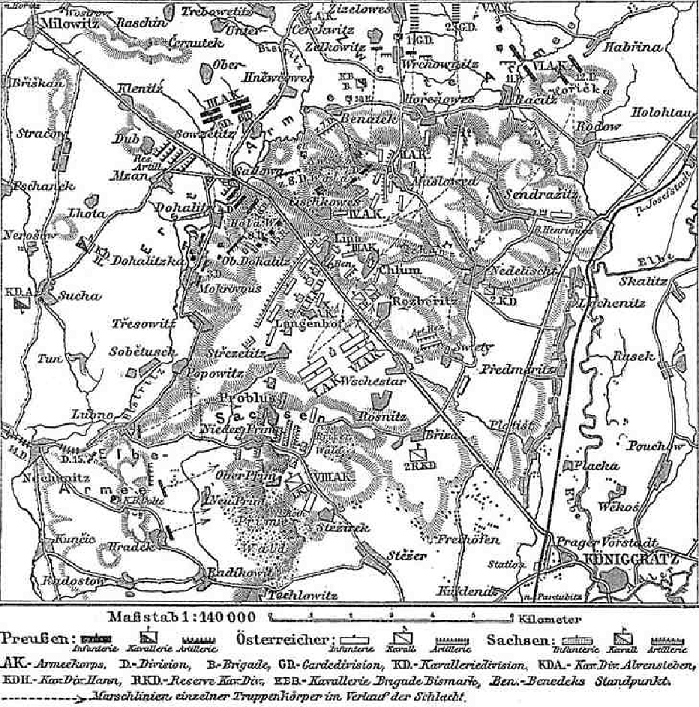 Carte de la bataille de Sadowa